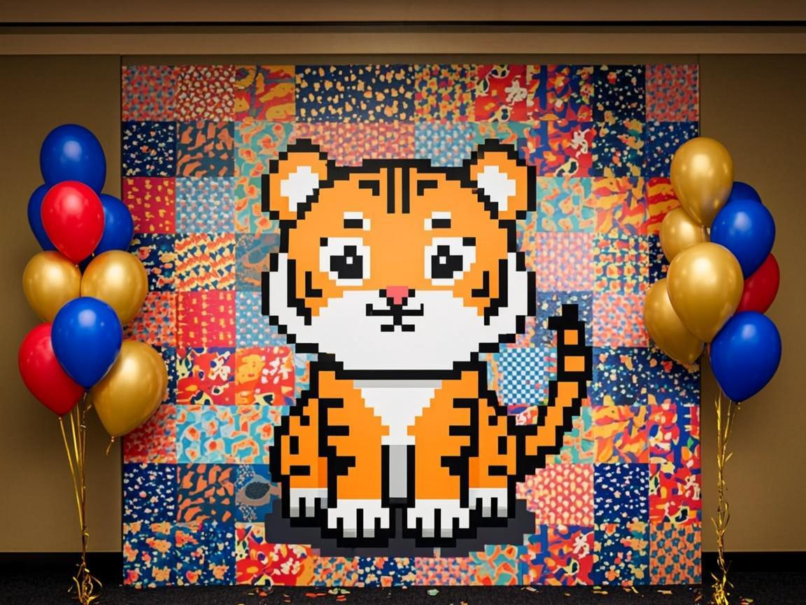 Vibrant event backdrop poster at a party